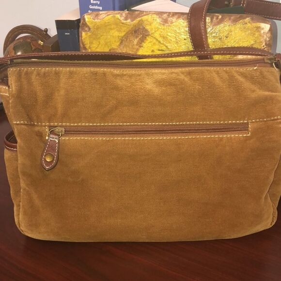 Caribbean Joe Let Go Velvet Messenger Bag in Tan Taupe - Picture 5 of 9
